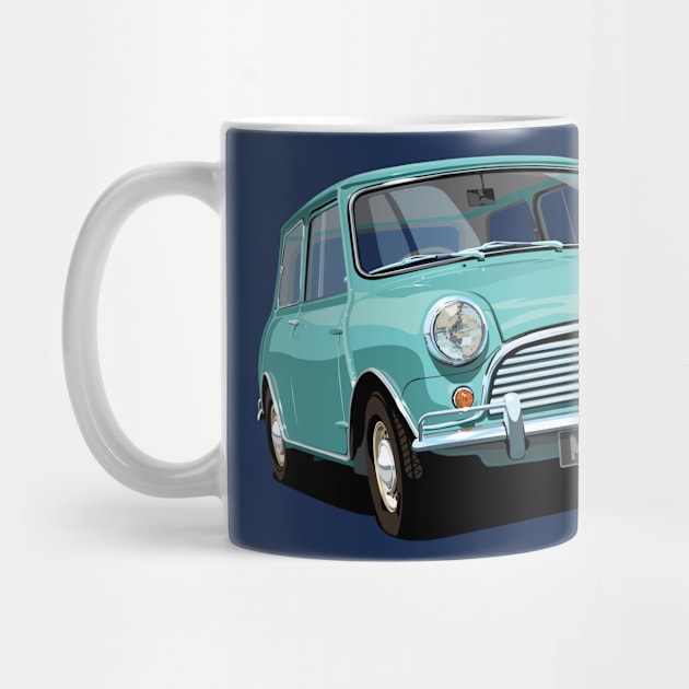 classic mini cooper in seafoam by candcretro